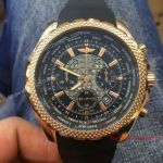 Knockoff Breitling Bentley Rose Gold Watch B05 Unitime Black Worldtime 55mm XL